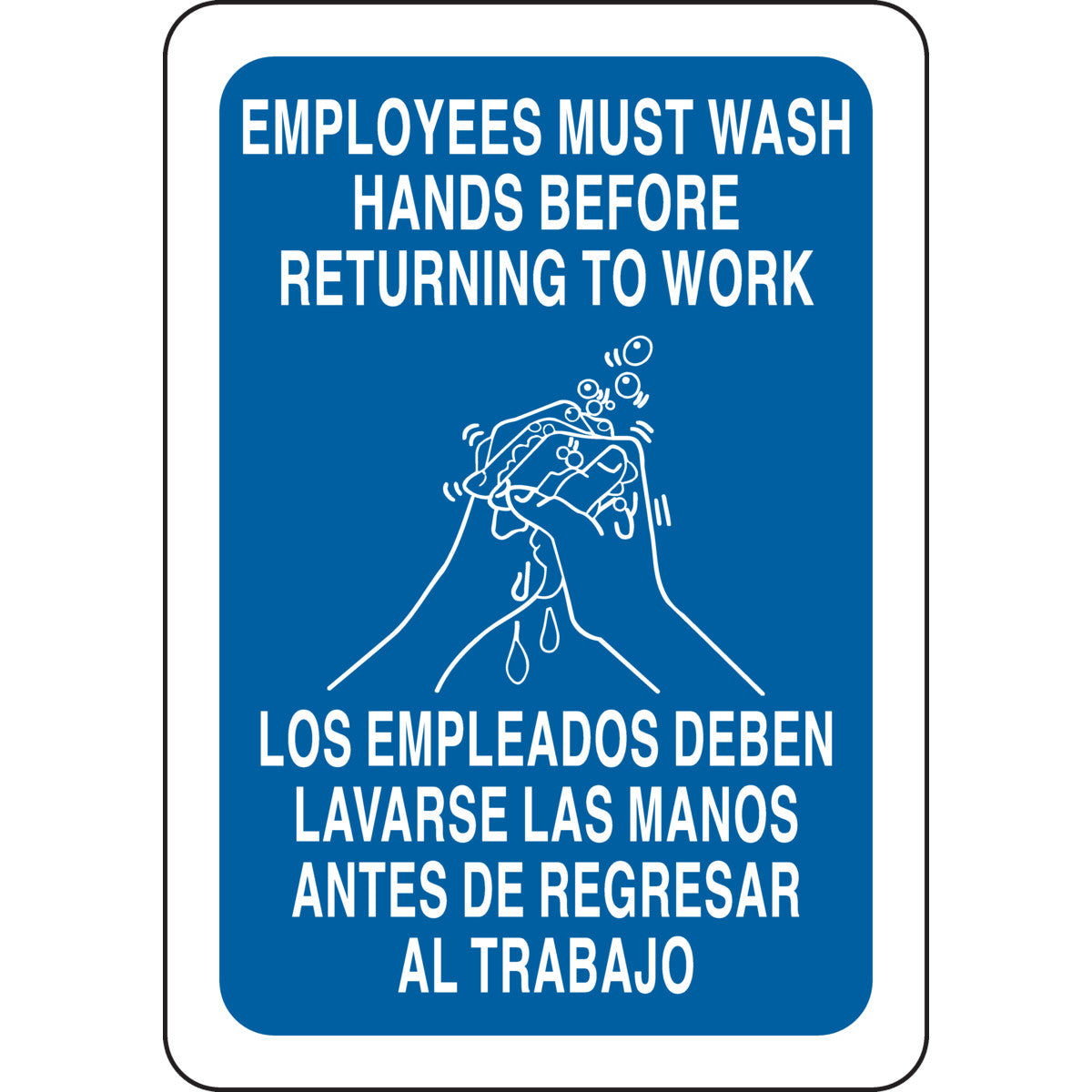 B401 10X7 WHT/BLU BILINGUAL RESTROOM SGN