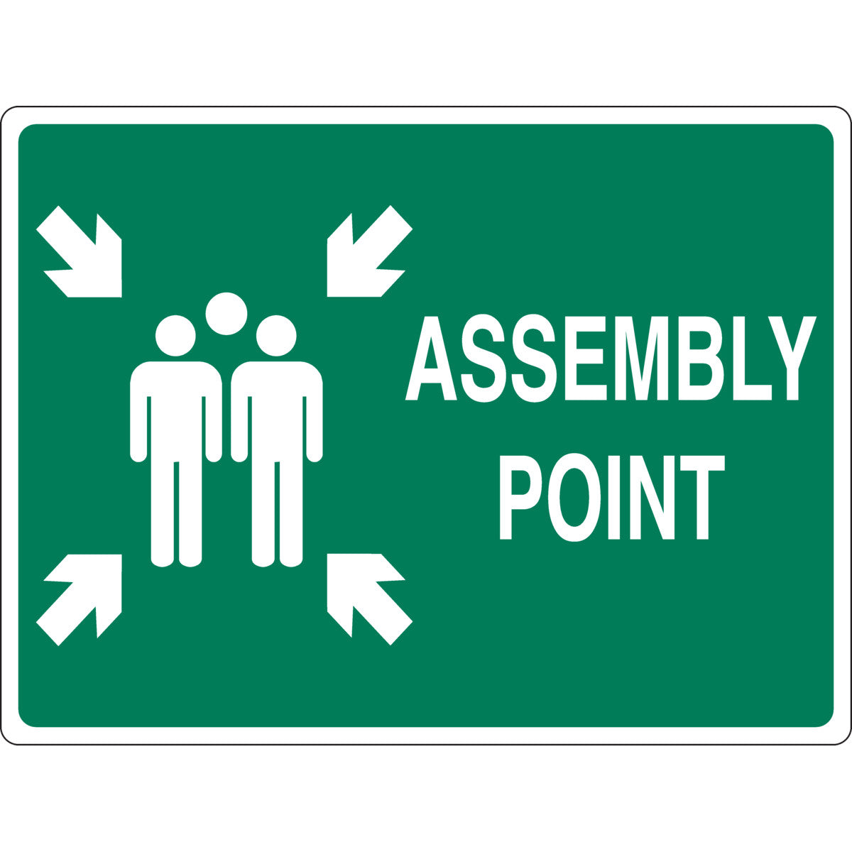 B401 10X14 WHT/GN ASSEMBLY POINT SIGN