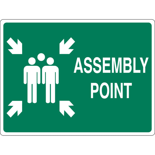 B555 18X24 WHT/GN ASSEMBLY POINT SIGN