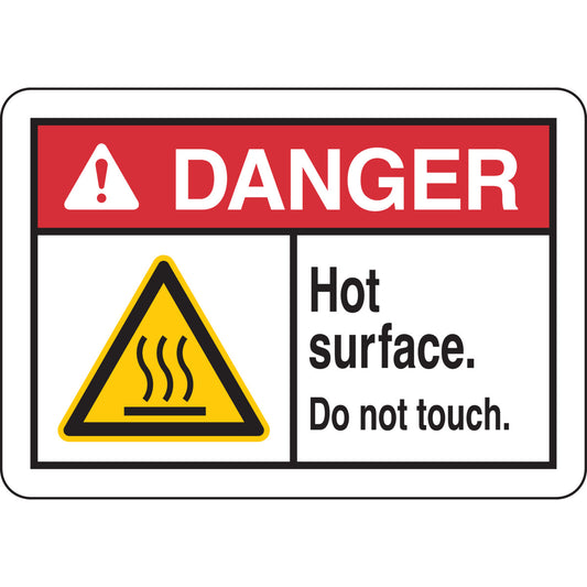 B555 10X14 ANSI RED,BLK,YEL/WHT HOT SURF