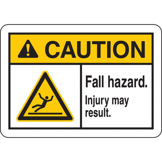 B401 7X10 ANSI BLK,YEL/WHT FALL HAZARD