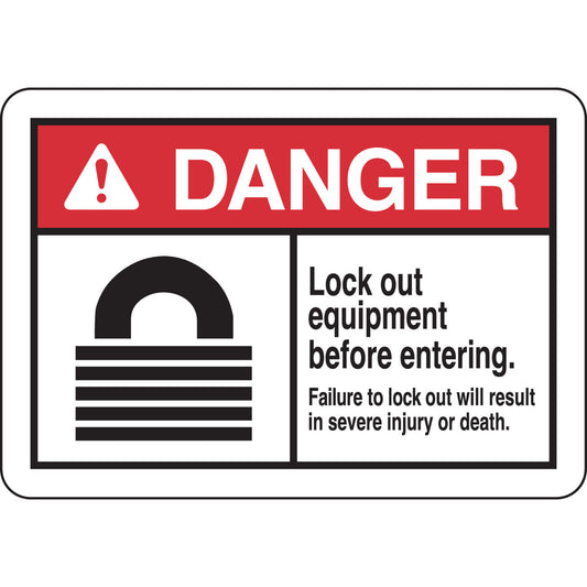 B401 7X10 ANSI RED,BLK/WHT LOCK OUT EQUP