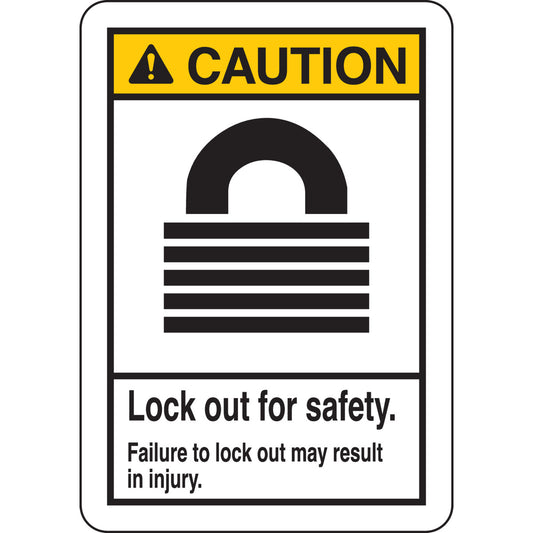 B401 10X7 ANSI BLK,YEL/WHT LOCK OUT FOR