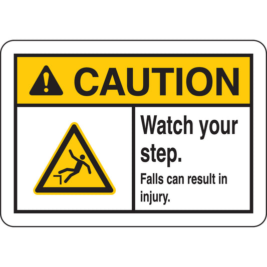 B401 7X10 ANSI BLK,YEL/WHT WATCH YR STEP