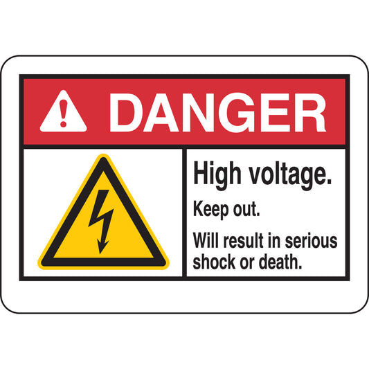 B401 7X10 ANSI BLK,RED,YEL/WHT HIGH VOLT