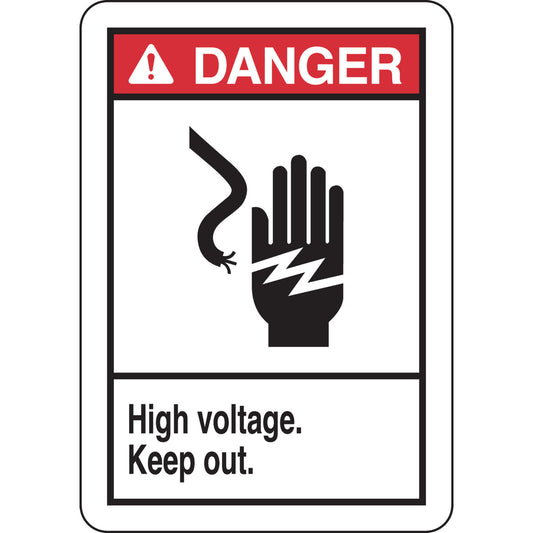 B401 10X7 ANSI BLK,RED/WHT HIGH VOLTAGE