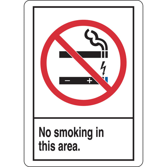 B401 10X7 ANSI BLK,RED/WHT NO SMOKING IN