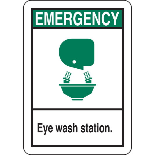 B401 10X7 ANSI BLK,GRN/WHT EYE WASH