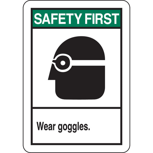 B401 10X7 ANSI BLK,GRN/WHT WEAR GOGGLES