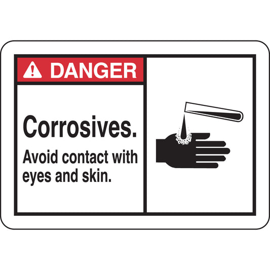 B302 7X10 ANSI BLK,RED/WHT CORROSIVES
