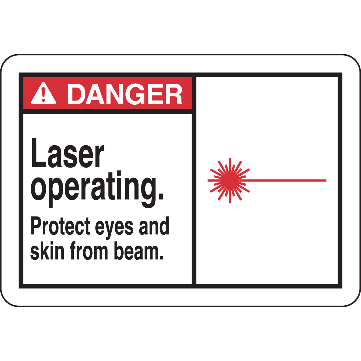 B555 10X14 ANSI BLK,RED/WHT LASER OPERAT