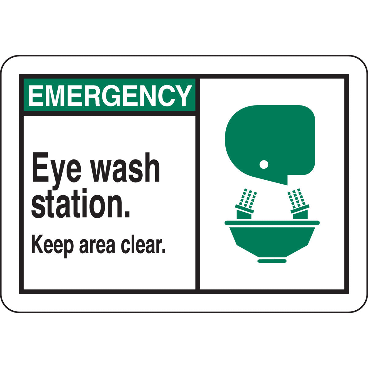 B302 3.5X5 ANSI BLK,GRN/WHT EYE WASH