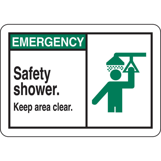 B401 7X10 ANSI BLK,GRN/WHT SAFETY SHOWER