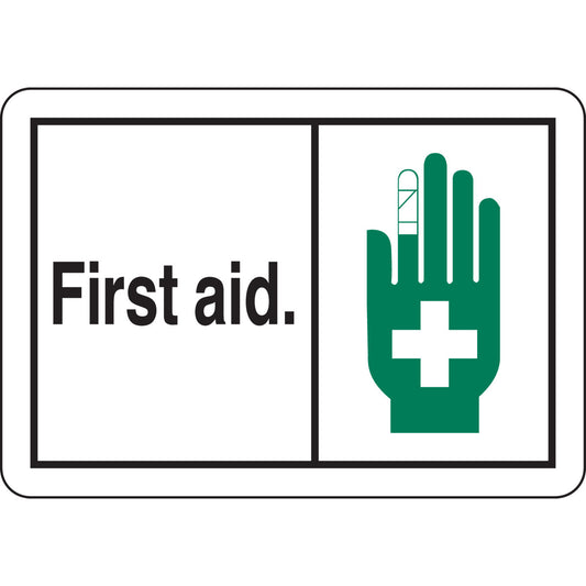 B401 7X10 ANSI BLK,GRN/WHT FIRST AID