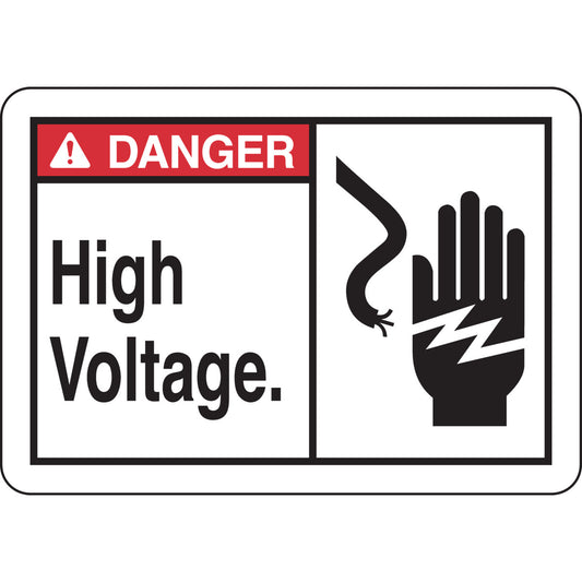 B401 7X10 ANSI BLK,RED/WHT HIGH VOLTAGE