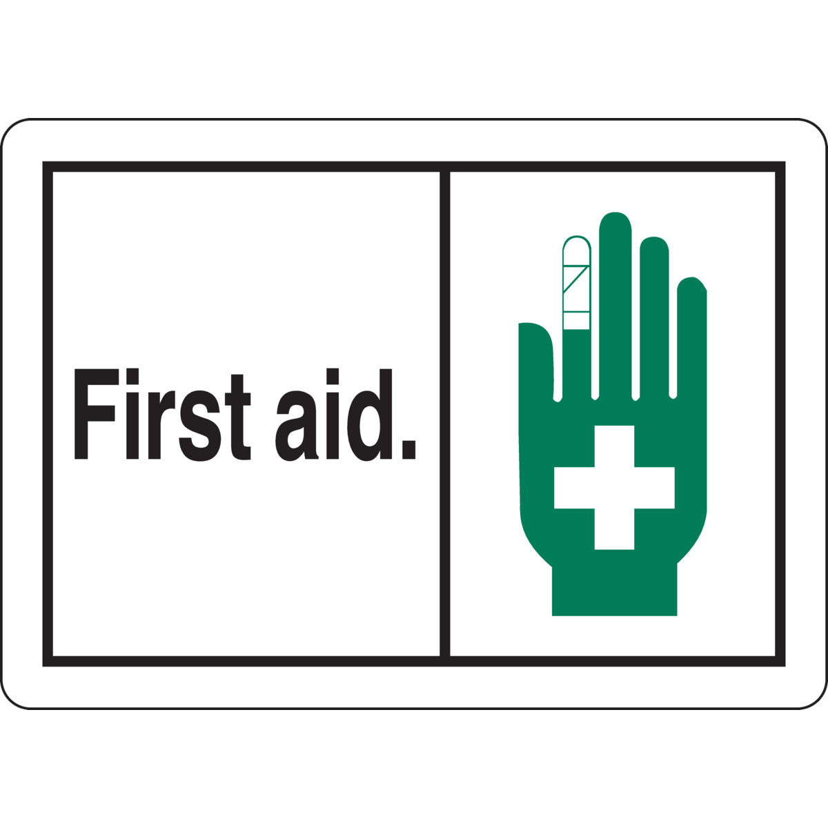 B555 10X14 ANSI BLK,GRN/WHT FIRST AID