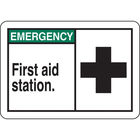 B401,7H X 10W,ANSI BLK,GRN/WHT FIRST AID