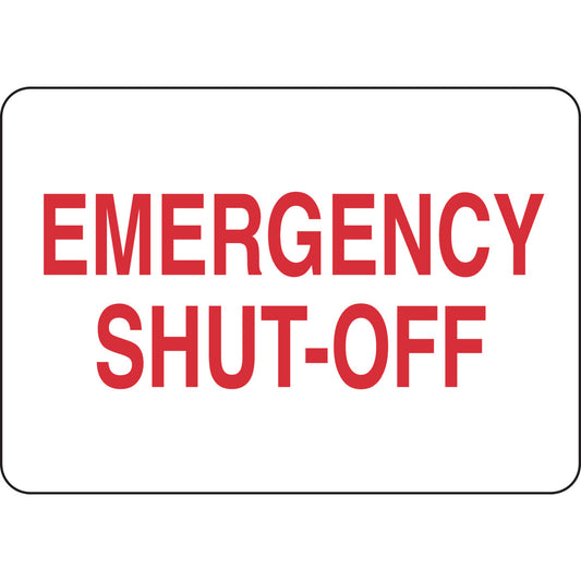 SIGN EMERGENCY SHUT-OFF AL 10X14 RD/WT