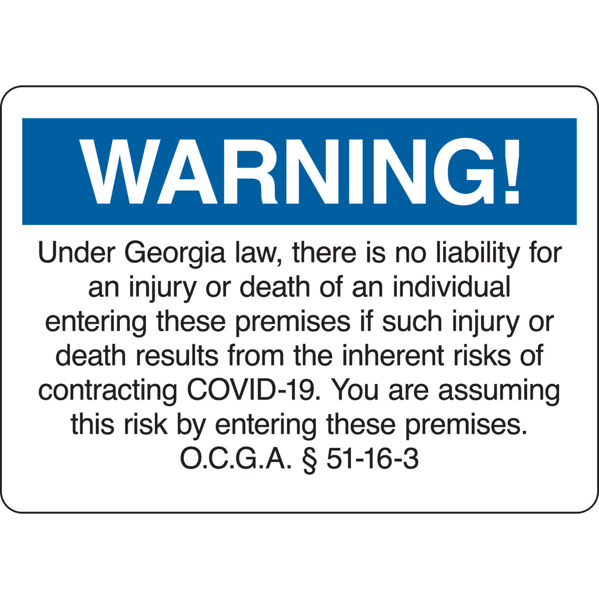 GA state Covid Sign Aluminum 10x14