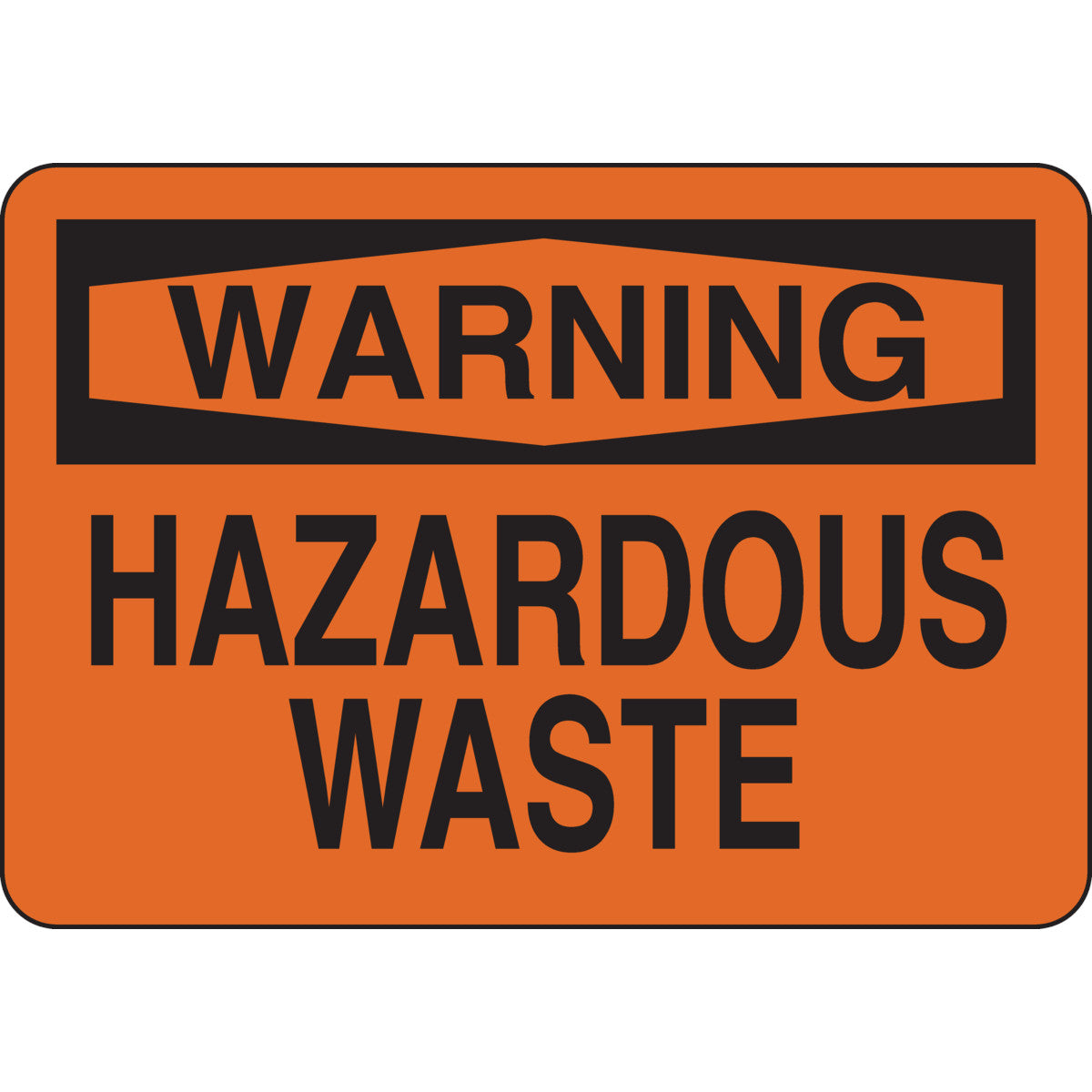 B555 7X10 BLK/ORG WARNING HAZARDOUS