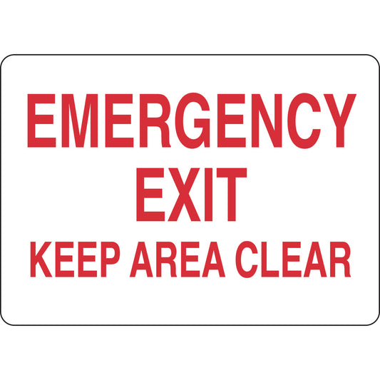 B555 10X14 RED/WHT EMERGENCY EXIT KEEP