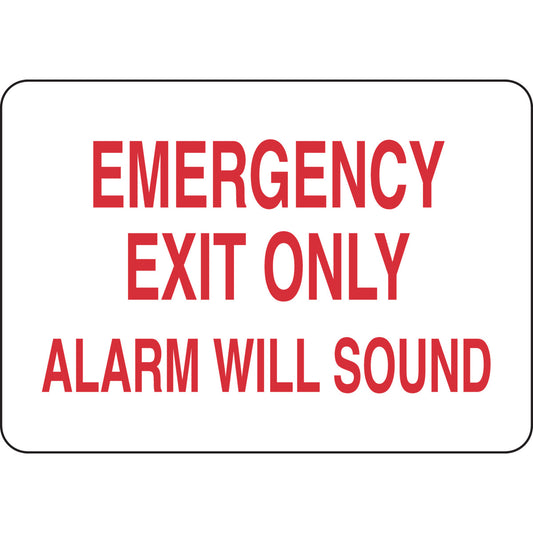 Sign 7X10 B302 EMERGENCY EXIT ONLY ALARM