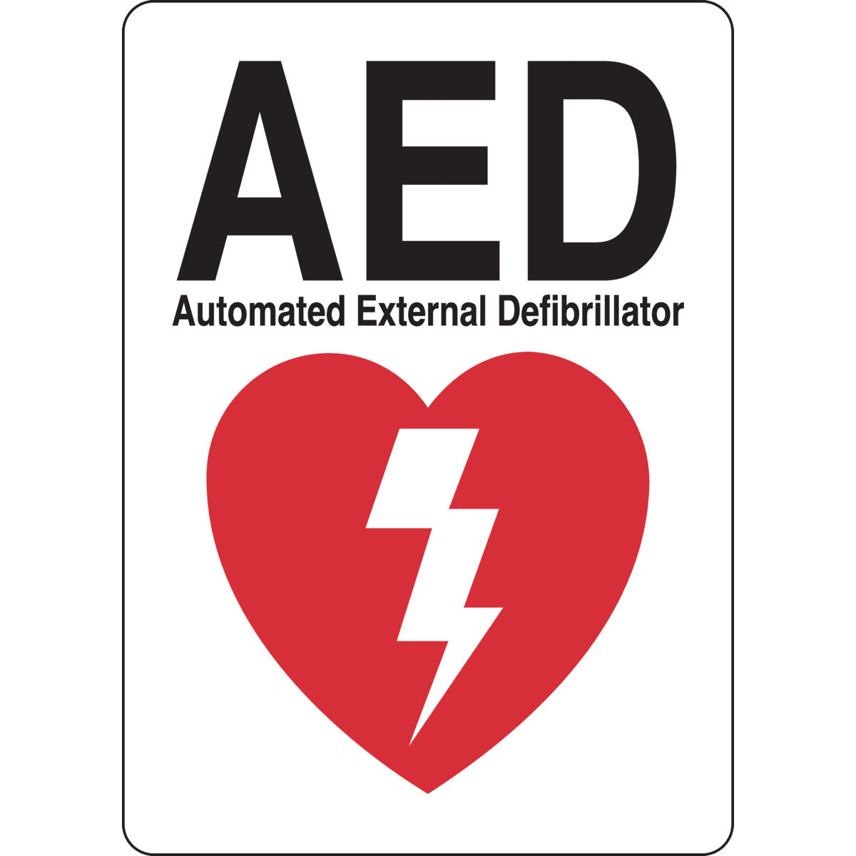 B401 14X10 RED/BLK/WHT AED SIGN