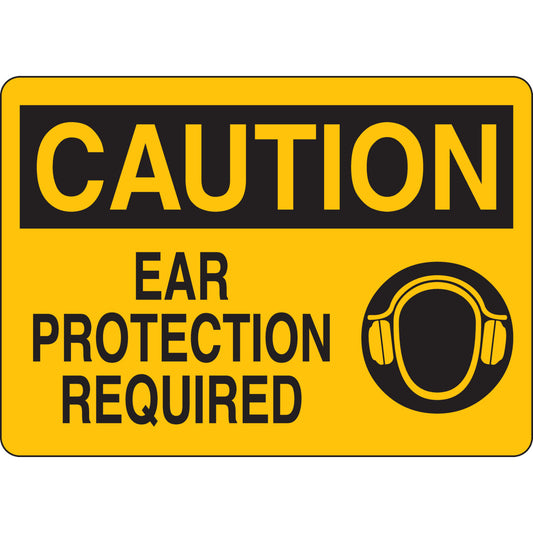 Sgn B555 10X14 BK/YL CAUT EAR PROTECTIO