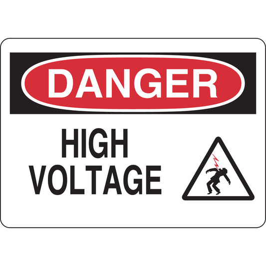 B401 10X14 RED/BLK/WHT DANGER HIGH VOLTA
