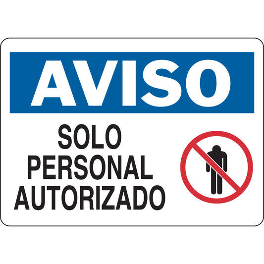 B302 SPANISH SIGN 10"HX14"W BLK,BLU/WHT