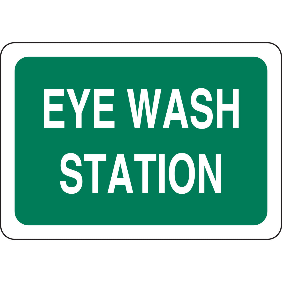 Sgn B555  7X10 WHT/GRN EYEWASH STATION