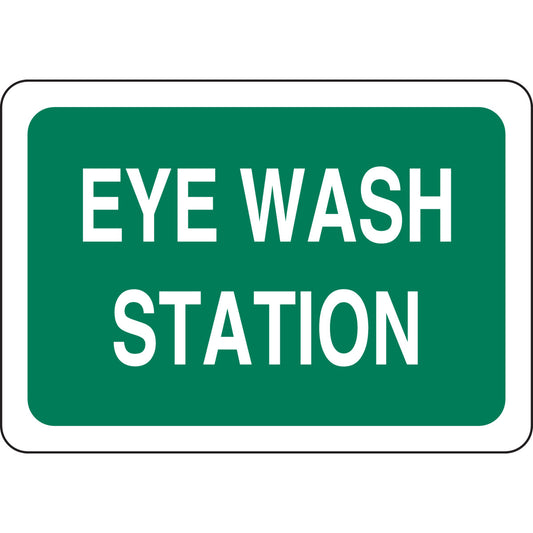 Sgn B555  7X10 WHT/GRN EYEWASH STATION