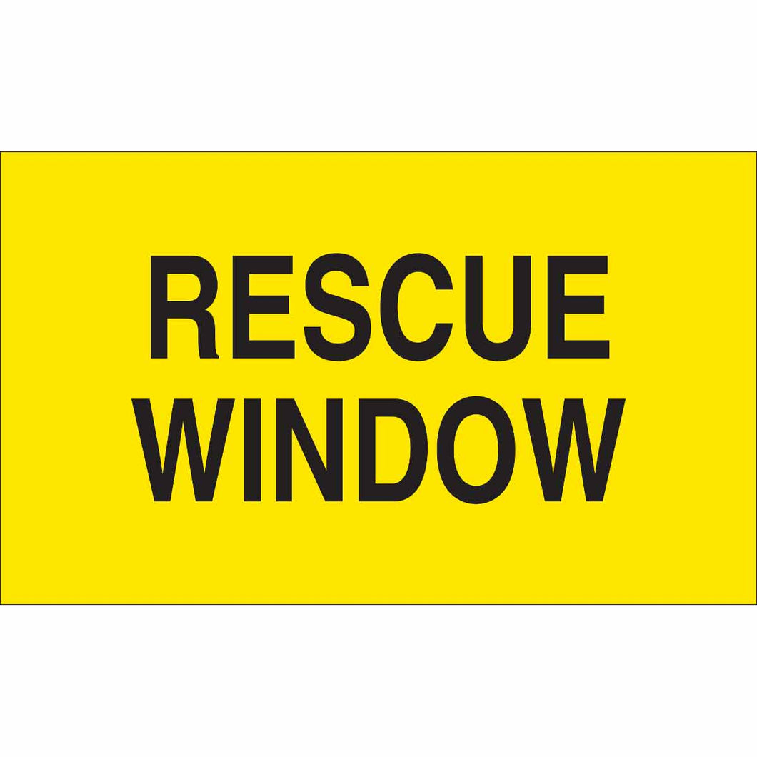 Rescue Window Label: Polyester, Black on Yellow, 4
