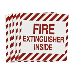 FIRE EXTINGUISHER INSIDE Labels, 4" H x 4" W x 0.004" D, Red on White