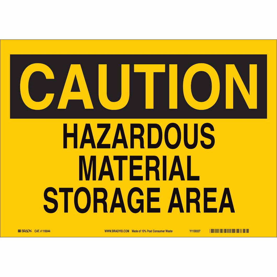 CAUTION Hazardous Material Storage Area Sign, 10