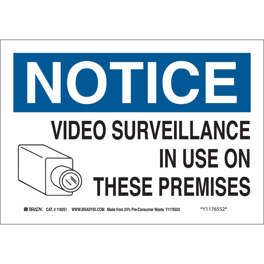NOTICE Video Surveillance In Use On These Premises Sign, 10