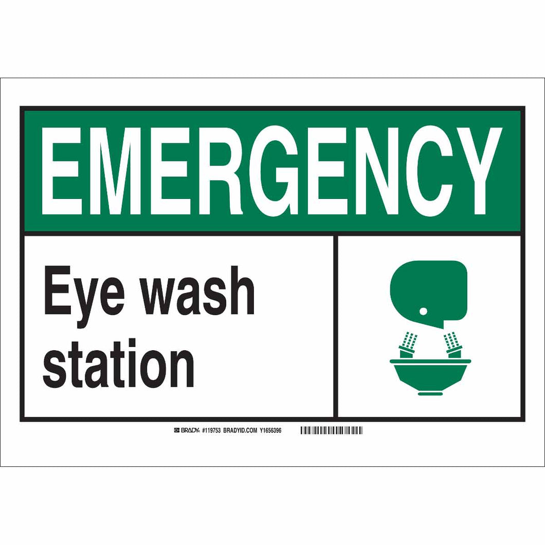 EMERGENCYw/Large Header Eye Wash Station Sign, 7