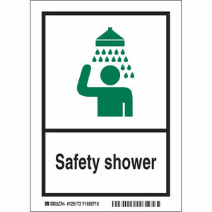Safety Shower Sign, 10" H x 7" W x 0.006" D, Polyester