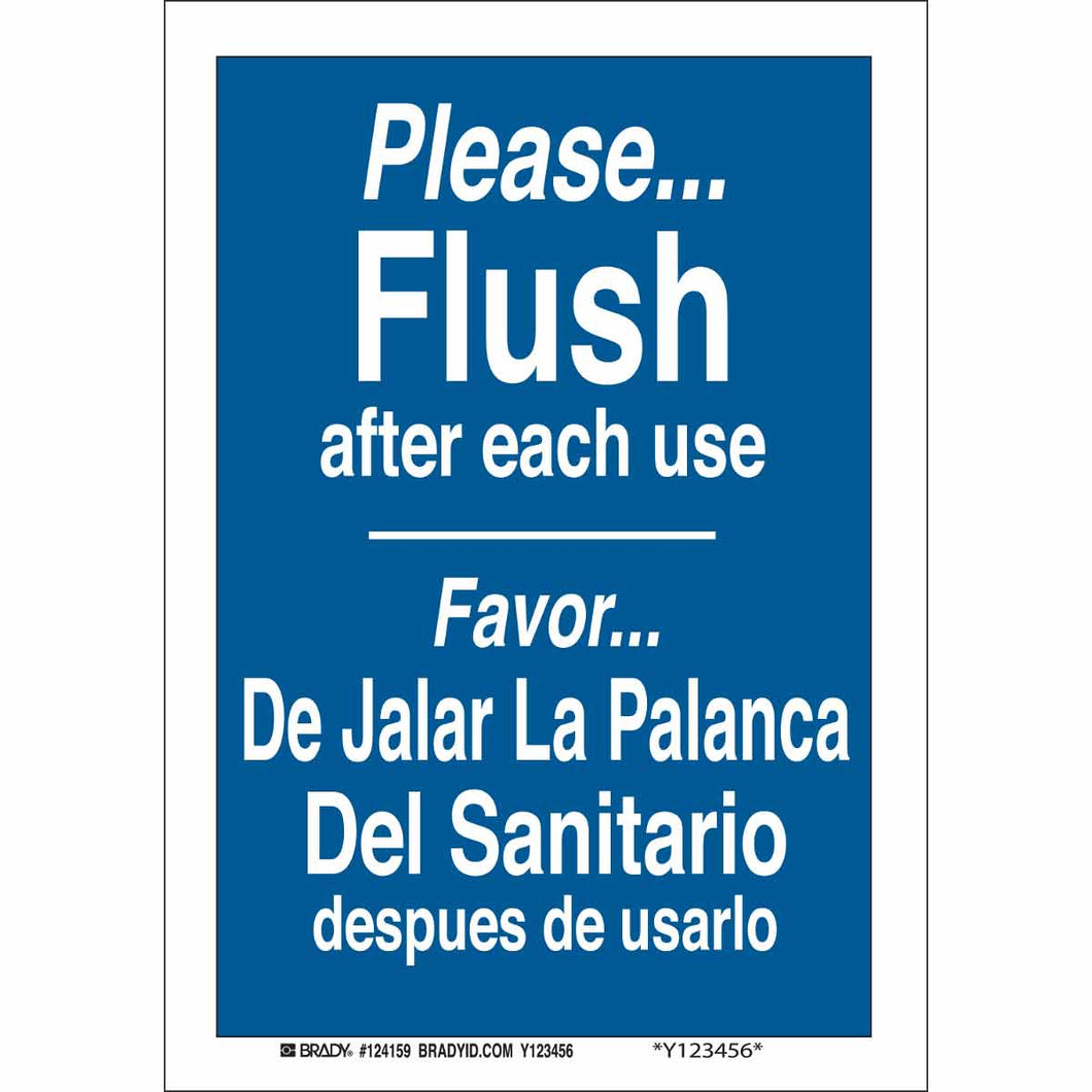 Bilingual Please Flush After Each Use Sign, 10