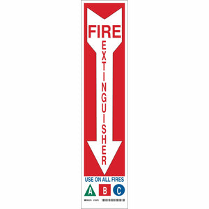Fire Extinguisher Use On All Fires A B C Sign, 18" H x 4" W x 0.006" D, Black/Blue/Green/Red on White, Polyester
