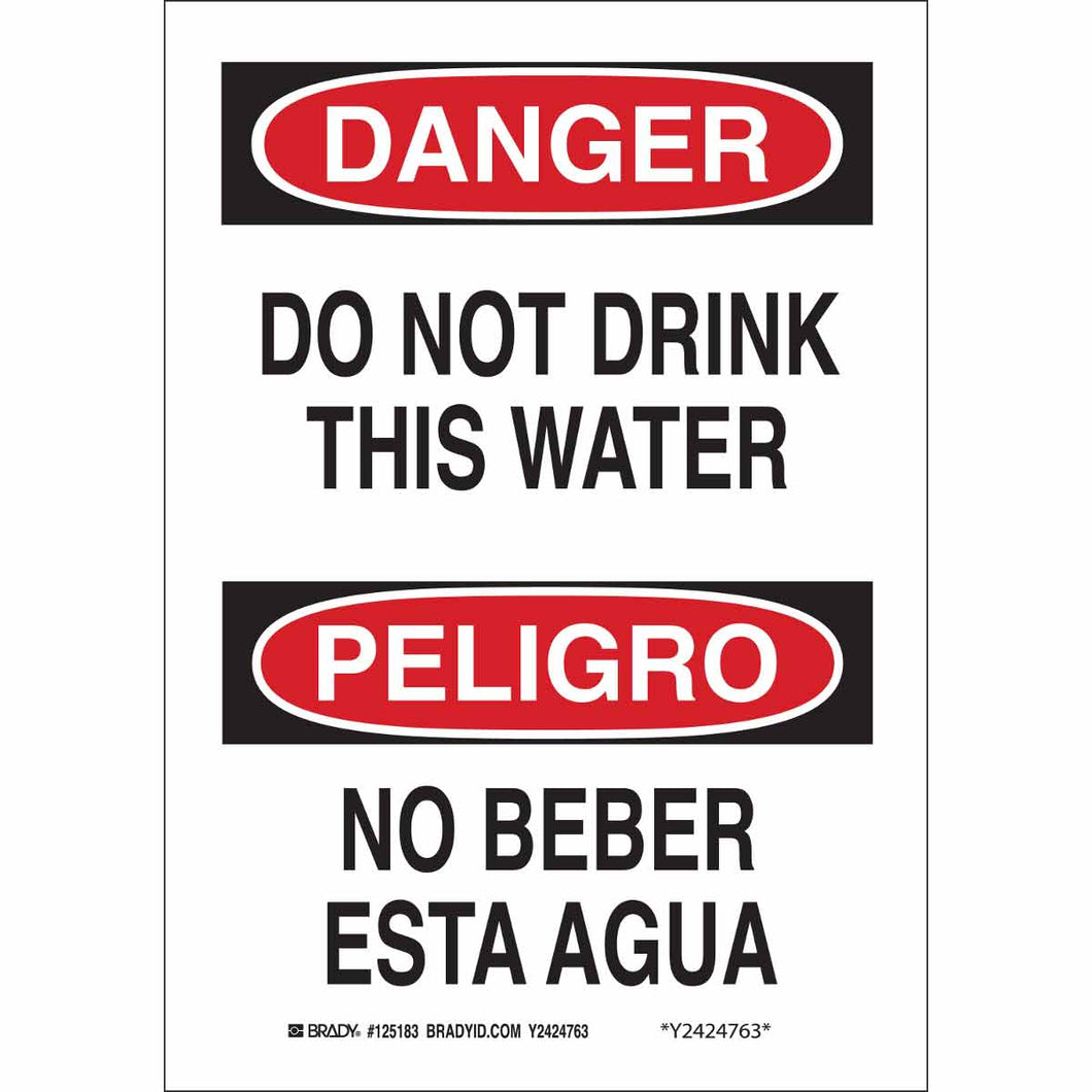 Bilingual DANGER Do Not Drink This Water Sign, 10