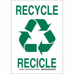 Bilingual Recycle Sign, 10" H x 7" W x 0.006" D, Polyester