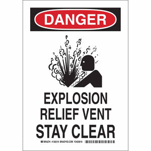 DANGER Explosion Relief Vent Stay Clear Sign, 10" H x 7" W x 0.006" D, Polyester