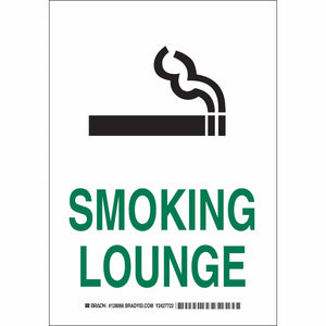 Smoking Lounge Sign, 10" H x 7" W x 0.006" D, Polyester