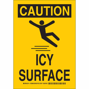 CAUTION Icy Surface Sign, 10" H x 7" W x 0.006" D, Polyester