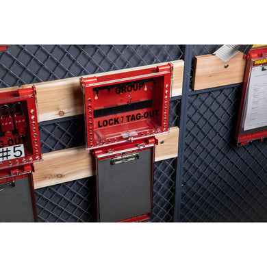 26 Lock Wall Mounted Group Lockout Tagout Box, Empty Red
