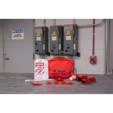 Electrical Breaker Lockout Tagout Kit with Nylon Safety Padlock in Pouch