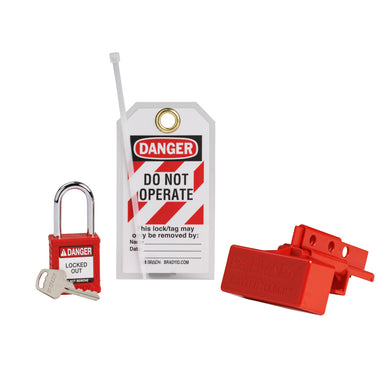 BatteryBlock Forklift Power Connector Lockout with Safety Lockout Padlock