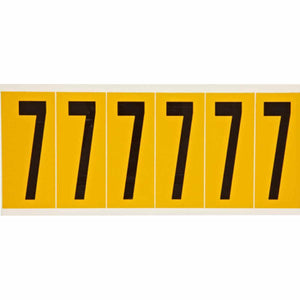 Outdoor Vinyl 3 in Black on Yellow Numbers 7 Card of 6 Labels