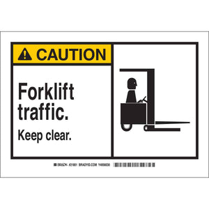 CAUTION Forklift Traffic. Keep Clear. w/Pictogram Sign 5/Package